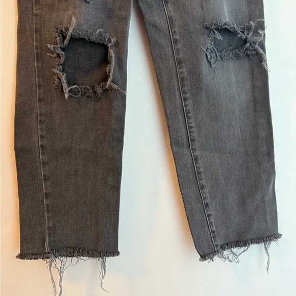 PacSun High Rise Straight Leg Ripped Black Jeans - Picture 6 of 8